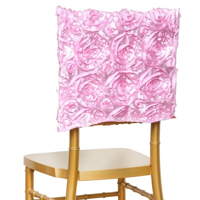 Satin Ribbon Roses Square Chair Cap Cover CHAIR_CAP01_PINK