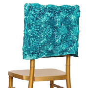 Satin Ribbon Roses Square Chair Cap Cover CHAIR_CAP01_TURQ