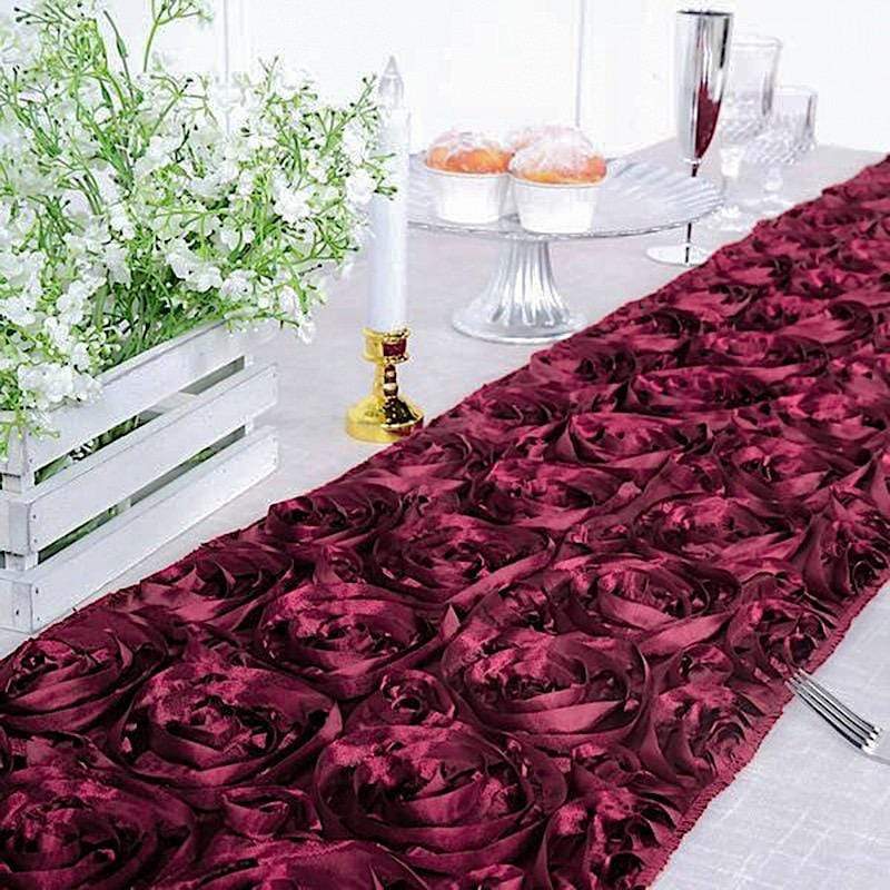Satin Ribbon Roses Table Runner