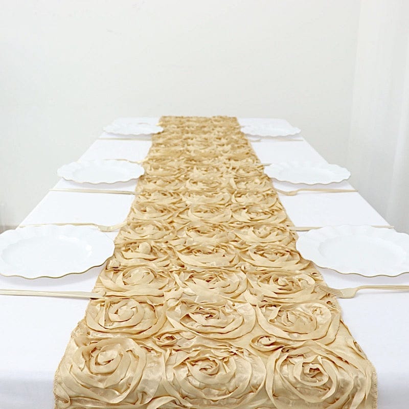 Satin Ribbon Roses Table Runner