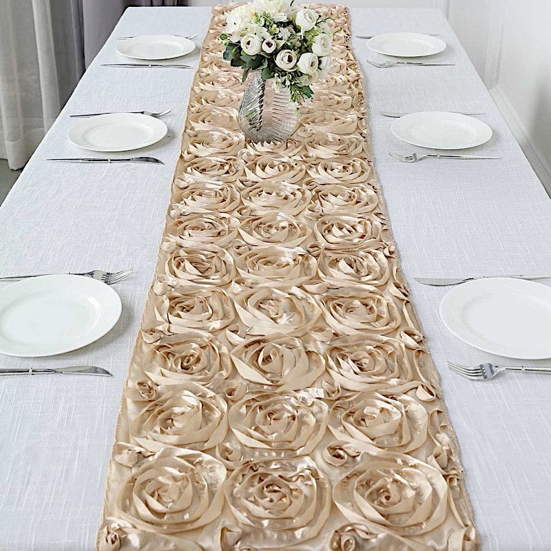 Satin Ribbon Roses Table Runner