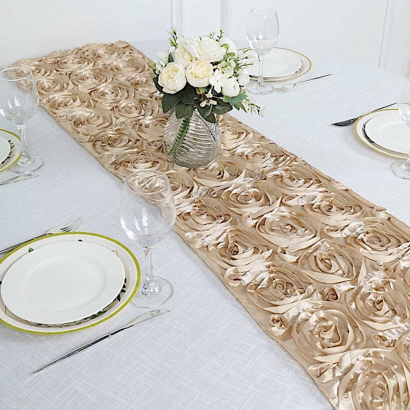 Satin Ribbon Roses Table Runner RUN_01_081
