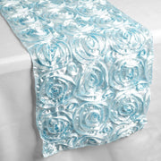 Satin Ribbon Roses Table Runner RUN_01_BLUE