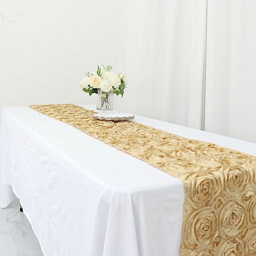 Satin Ribbon Roses Table Runner RUN_01_CHMP