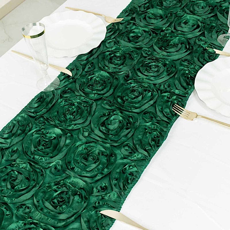 Satin Ribbon Roses Table Runner RUN_01_HUNT