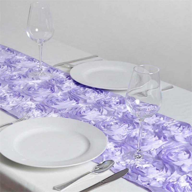 Satin Ribbon Roses Table Runner RUN_01_LAV