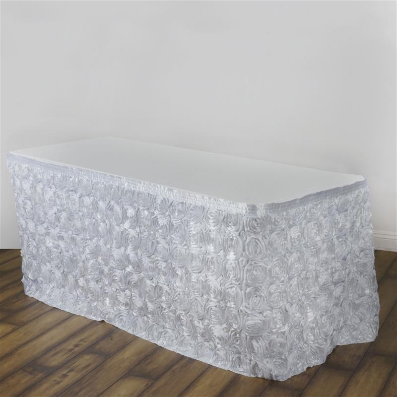 Satin Ribbon Roses Table Skirt