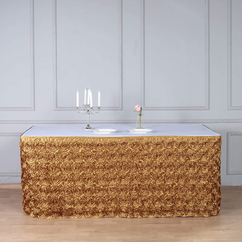 Satin Ribbon Roses Table Skirt