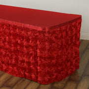 Satin Ribbon Roses Table Skirt SKT_01_RED_14
