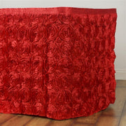 Satin Ribbon Roses Table Skirt SKT_01_RED_21