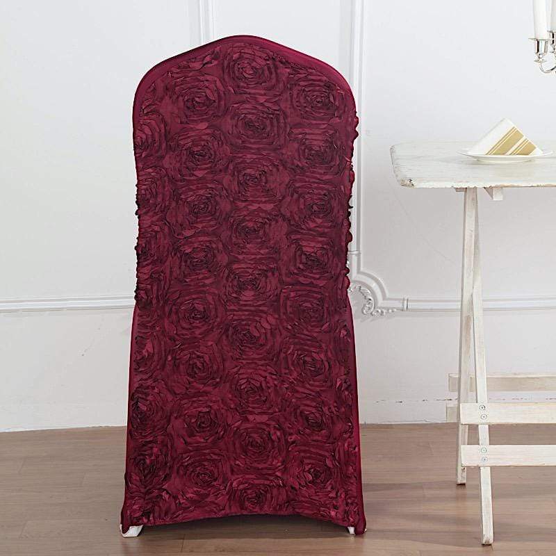 Satin Rosette Spandex Stretchable Banquet Chair Cover