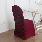 Satin Rosette Spandex Stretchable Banquet Chair Cover