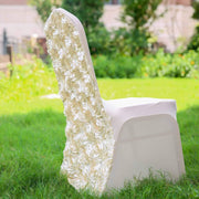 Satin Rosette Spandex Stretchable Banquet Chair Cover