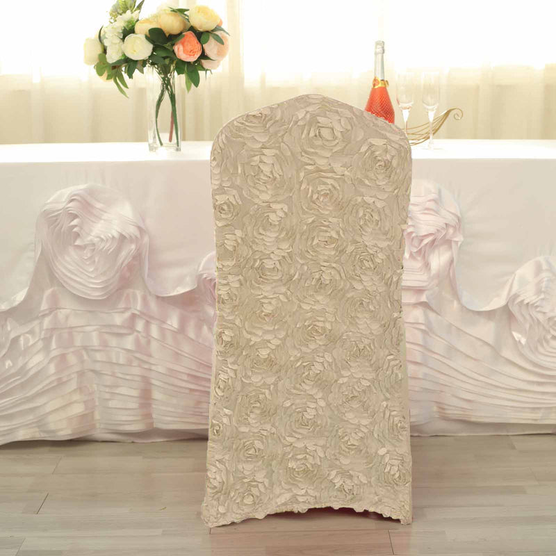 Satin Rosette Spandex Stretchable Banquet Chair Cover