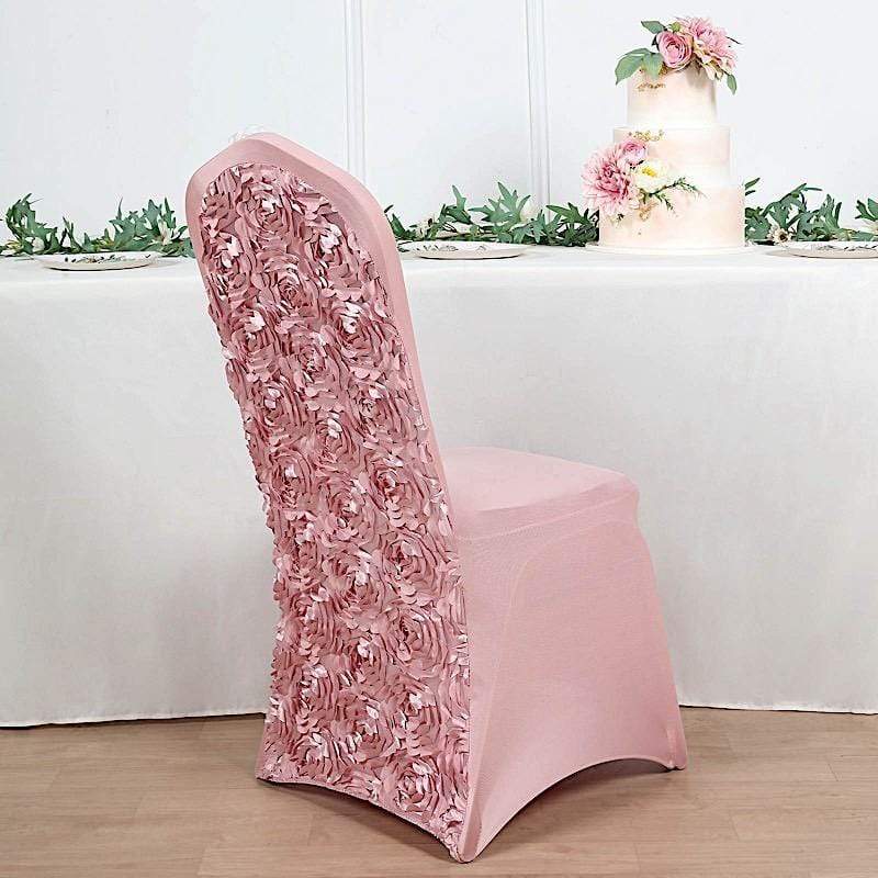 Satin Rosette Spandex Stretchable Banquet Chair Cover