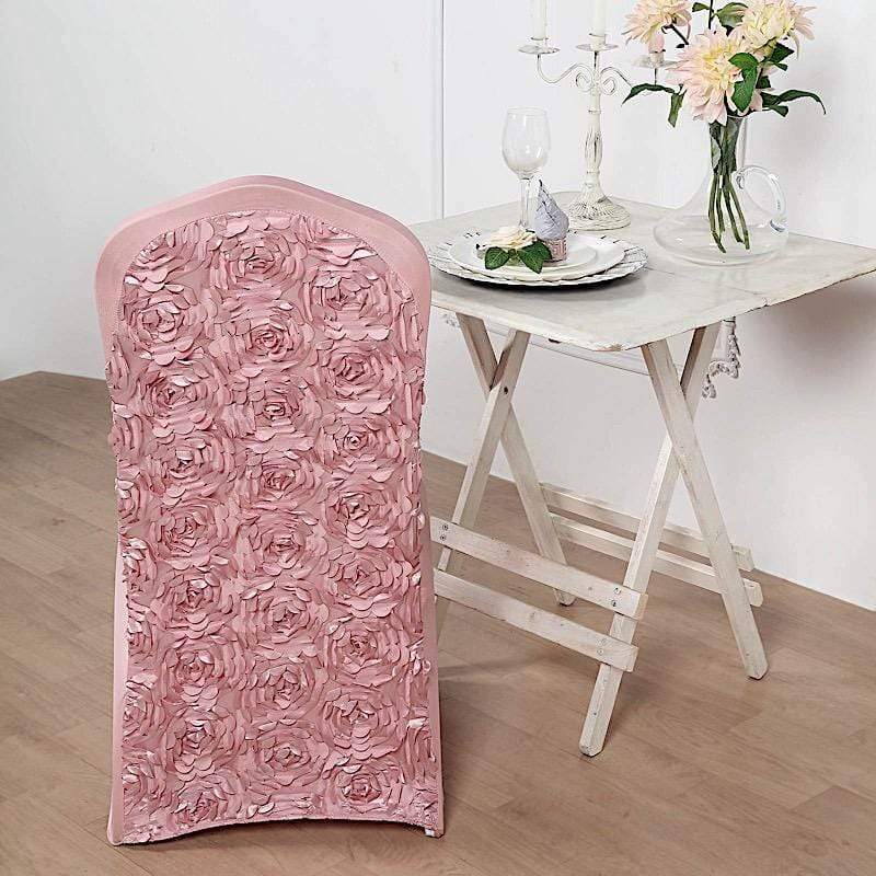 Satin Rosette Spandex Stretchable Banquet Chair Cover