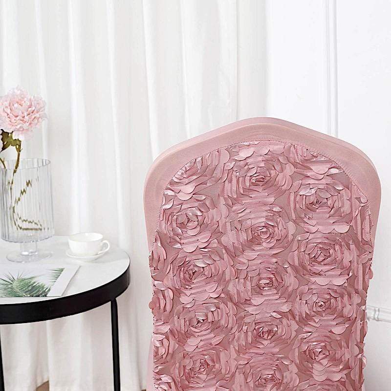 Satin Rosette Spandex Stretchable Banquet Chair Cover