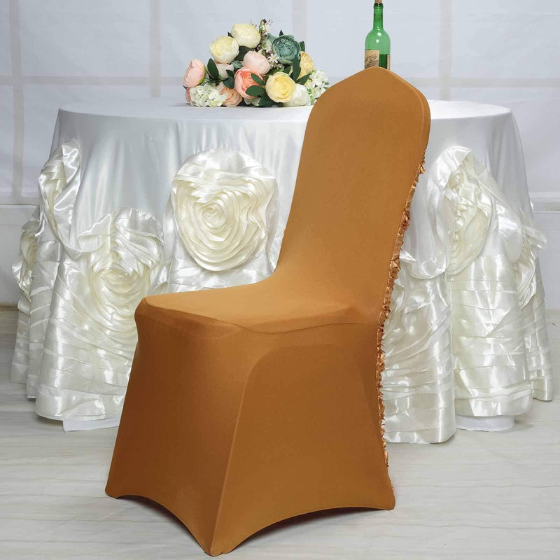 Satin Rosette Spandex Stretchable Banquet Chair Cover