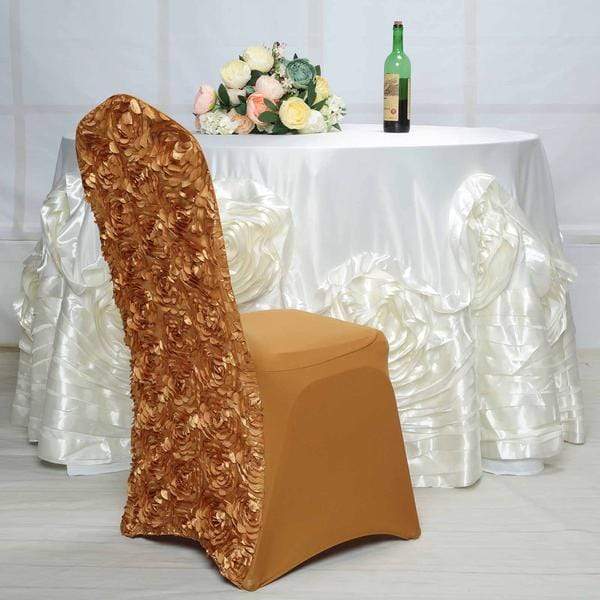 Satin Rosette Spandex Stretchable Banquet Chair Cover