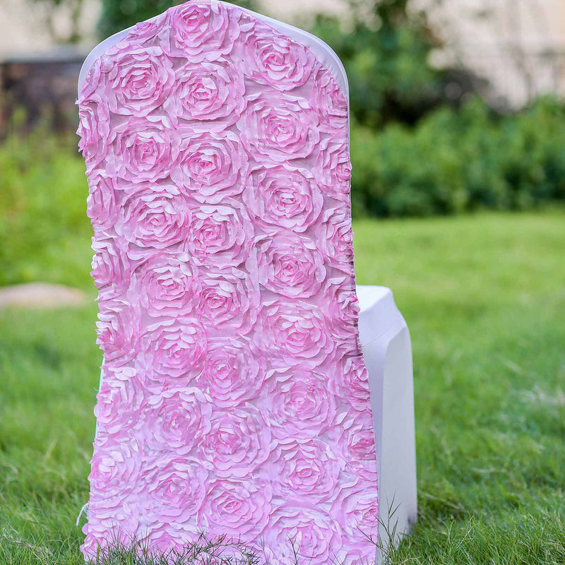 Satin Rosette Spandex Stretchable Banquet Chair Cover