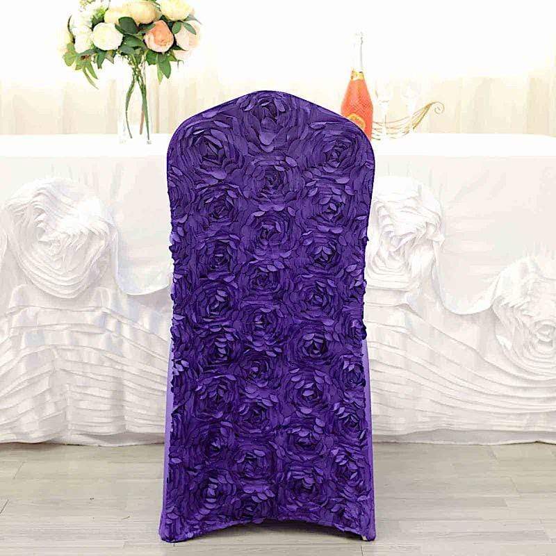 Satin Rosette Spandex Stretchable Banquet Chair Cover