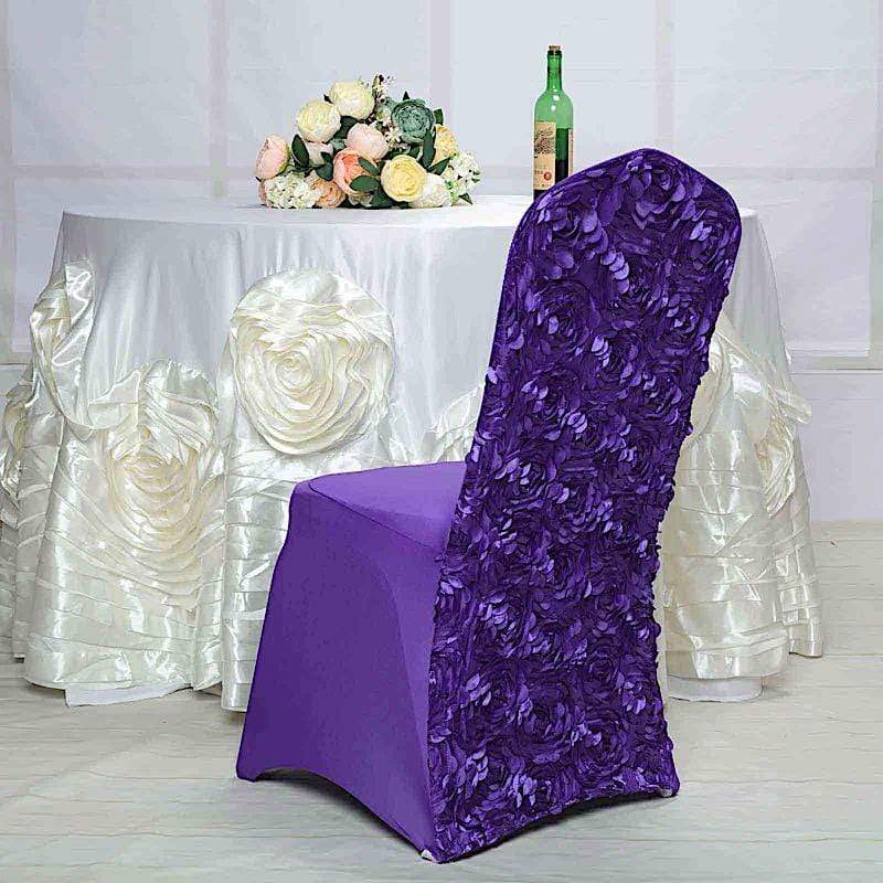 Satin Rosette Spandex Stretchable Banquet Chair Cover