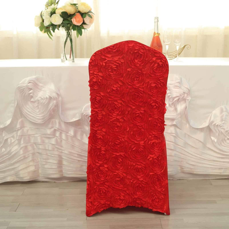 Satin Rosette Spandex Stretchable Banquet Chair Cover