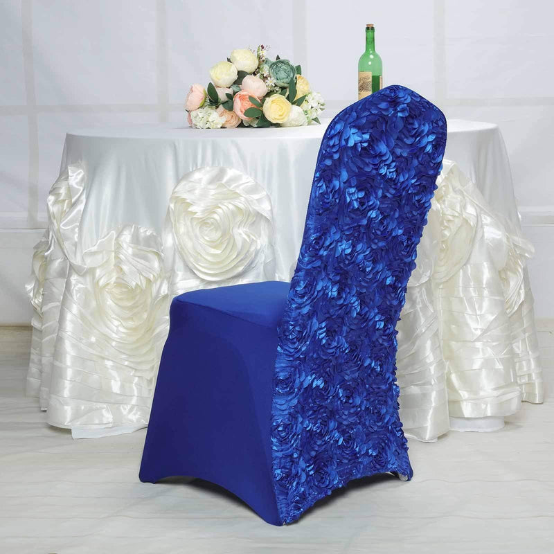 Satin Rosette Spandex Stretchable Banquet Chair Cover