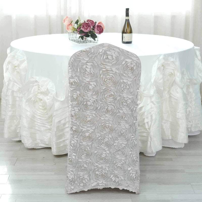 Satin Rosette Spandex Stretchable Banquet Chair Cover
