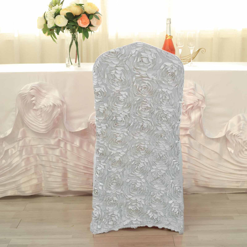 Satin Rosette Spandex Stretchable Banquet Chair Cover