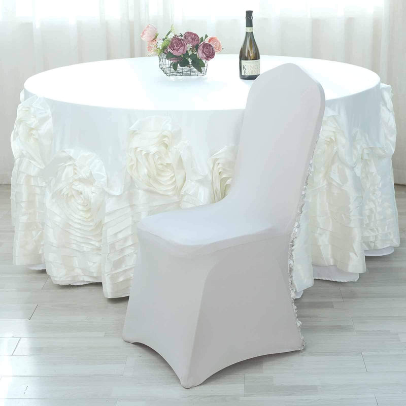 Satin Rosette Spandex Stretchable Banquet Chair Cover
