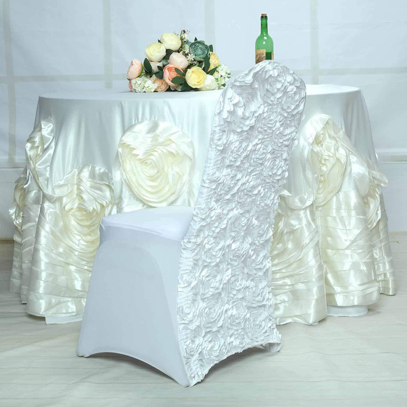 Satin Rosette Spandex Stretchable Banquet Chair Cover