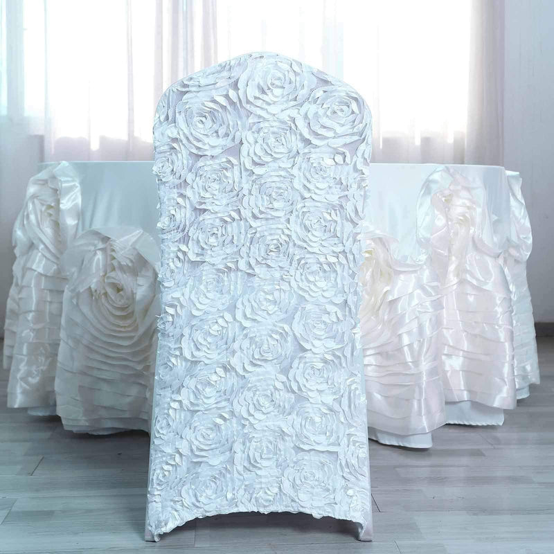 Satin Rosette Spandex Stretchable Banquet Chair Cover