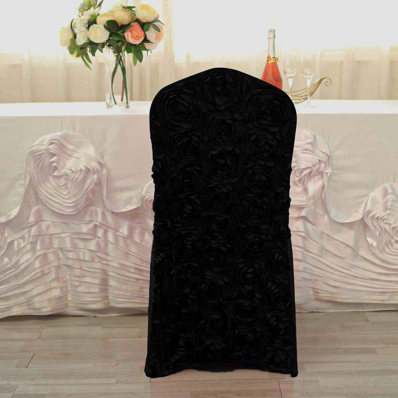 Satin Rosette Spandex Stretchable Banquet Chair Cover