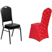 Satin Rosette Spandex Stretchable Banquet Chair Cover