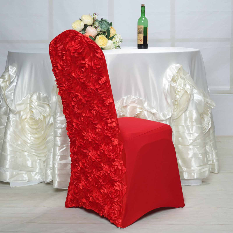 Satin Rosette Spandex Stretchable Banquet Chair Cover