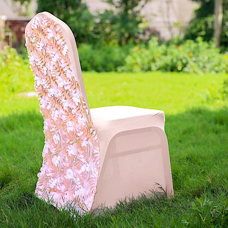 Satin Rosette Spandex Stretchable Banquet Chair Cover CHAIR_SPX01_046