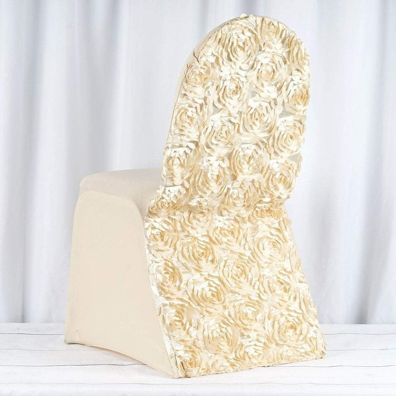 Satin Rosette Spandex Stretchable Banquet Chair Cover CHAIR_SPX01_CHMP