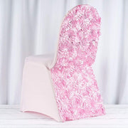 Satin Rosette Spandex Stretchable Banquet Chair Cover CHAIR_SPX01_PINK