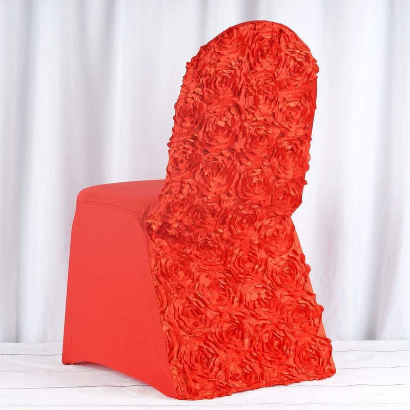 Satin Rosette Spandex Stretchable Banquet Chair Cover CHAIR_SPX01_RED