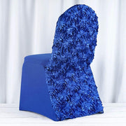 Satin Rosette Spandex Stretchable Banquet Chair Cover - Royal Blue CHAIR_SPX01_ROY