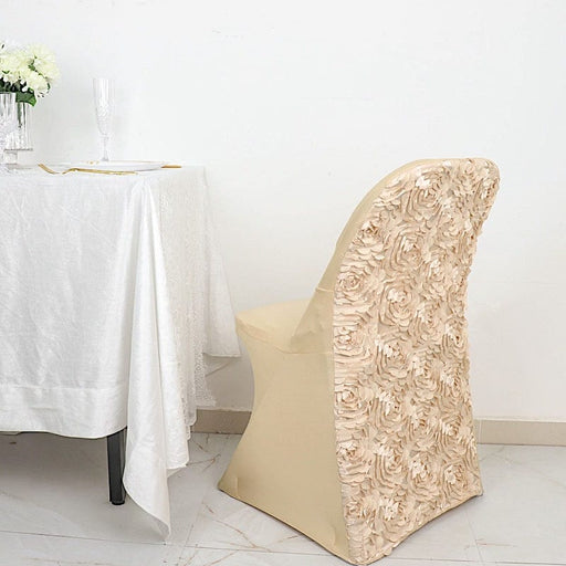 Satin Rosette Stretch Fitted Spandex Folding Chair Cover