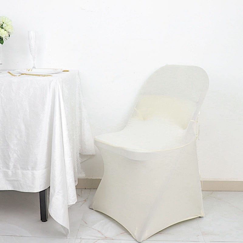 Satin Rosette Stretch Fitted Spandex Folding Chair Cover