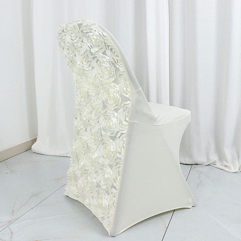 Satin Rosette Stretch Fitted Spandex Folding Chair Cover