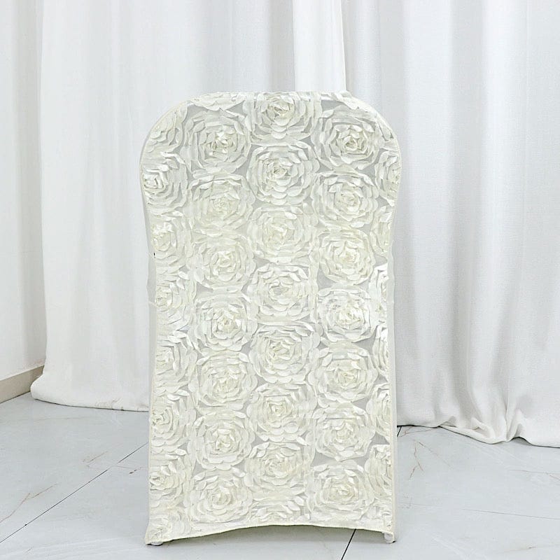 Satin Rosette Stretch Fitted Spandex Folding Chair Cover