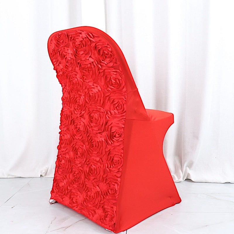 Satin Rosette Stretch Fitted Spandex Folding Chair Cover