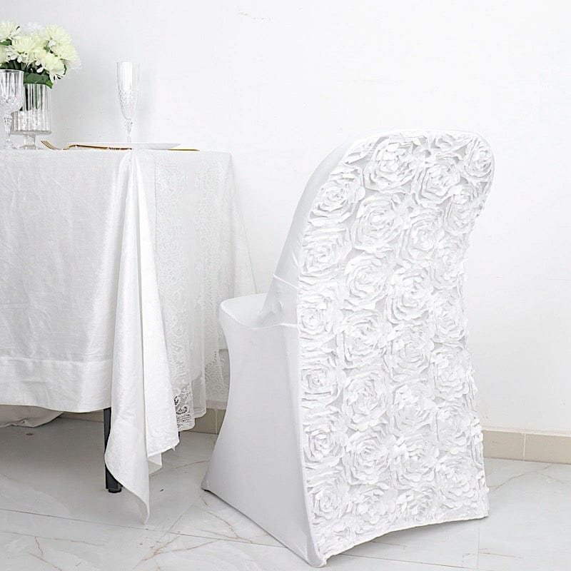 Satin Rosette Stretch Fitted Spandex Folding Chair Cover