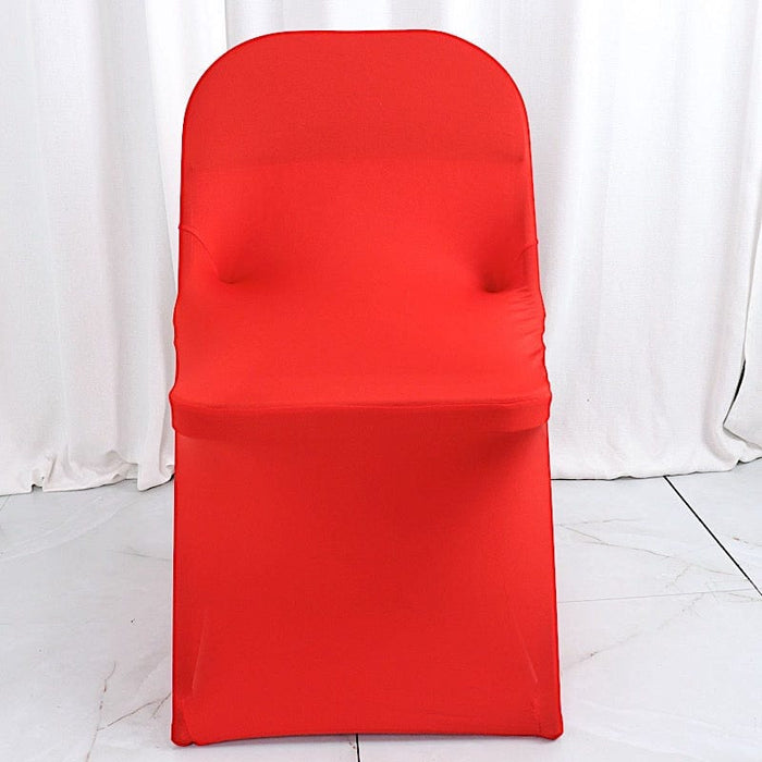 Satin Rosette Stretch Fitted Spandex Folding Chair Cover CHAIR_SPFD01_RED
