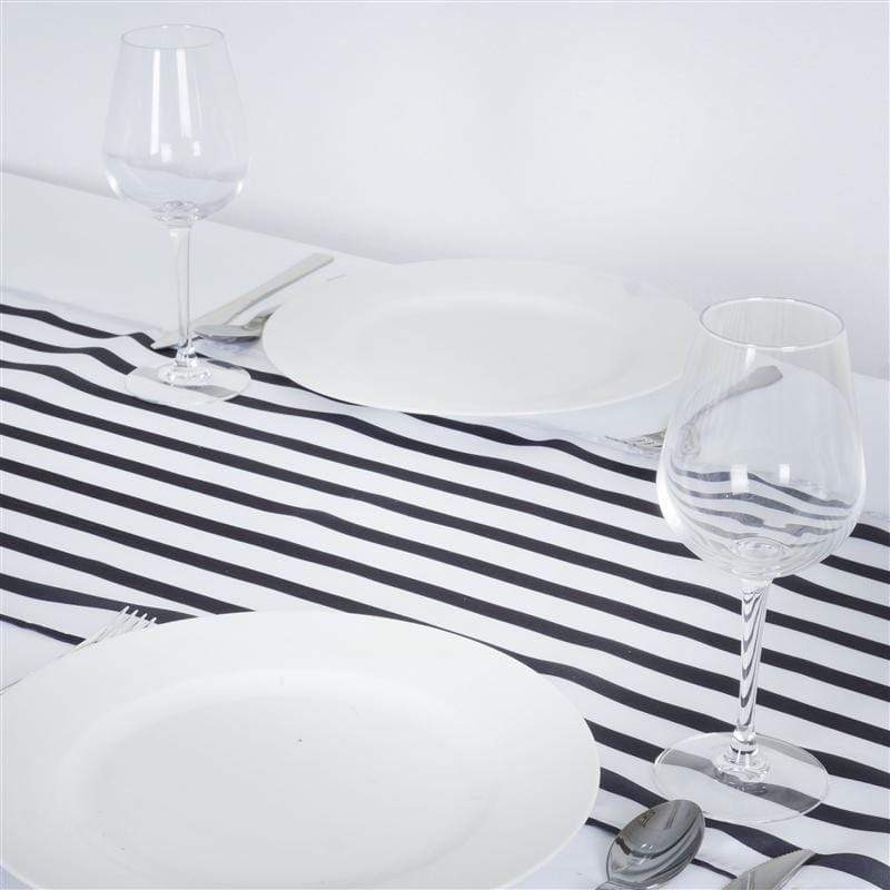 Satin Stripes Table Runner RUN_14_WHT_BLK