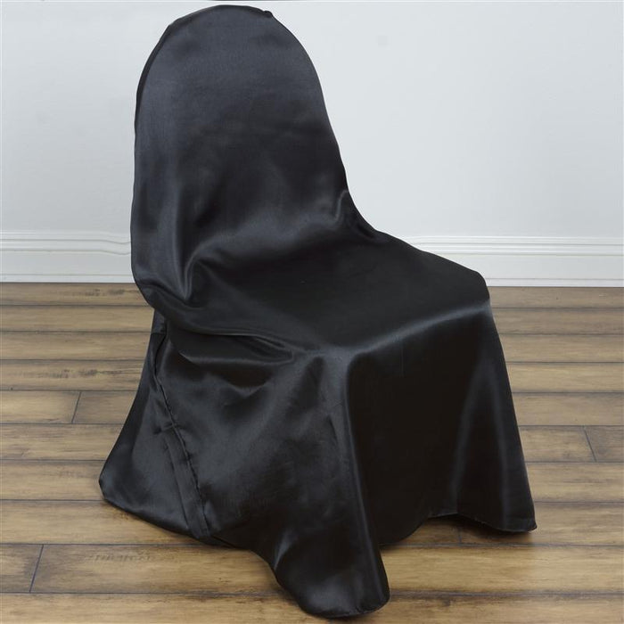 Satin Universal Chair Cover Wedding Party Decorations CHAIR_UNIV_STN_BLK